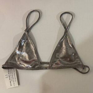 Minimale Animale Metallic Silver Bikini Top NWT